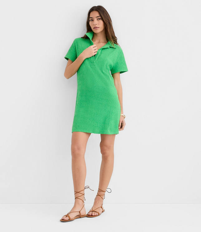 LOFT Beach Floral Stripe Terry Mini Dress