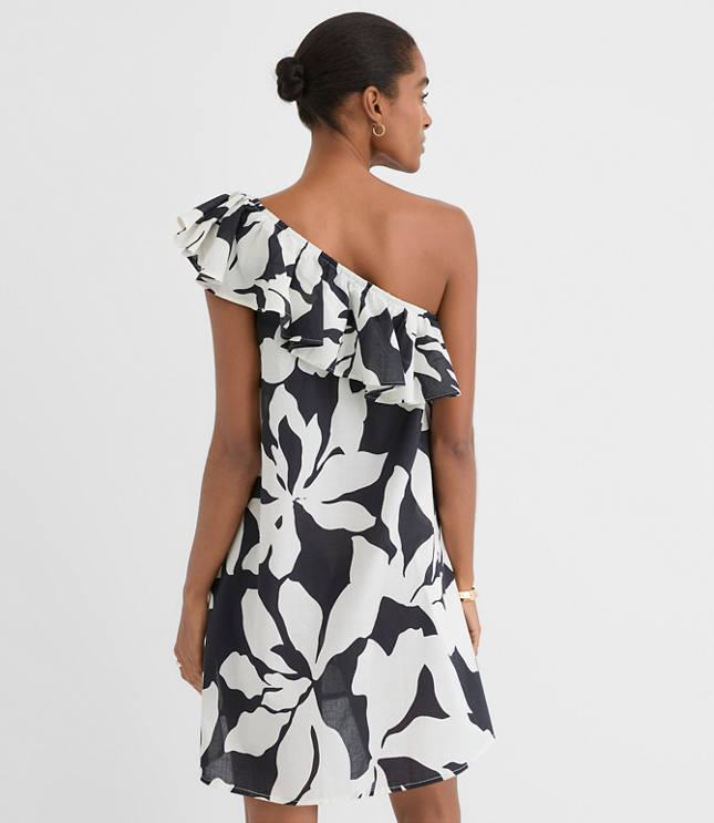 LOFT Beach Ruffle One Shoulder Mini Dress