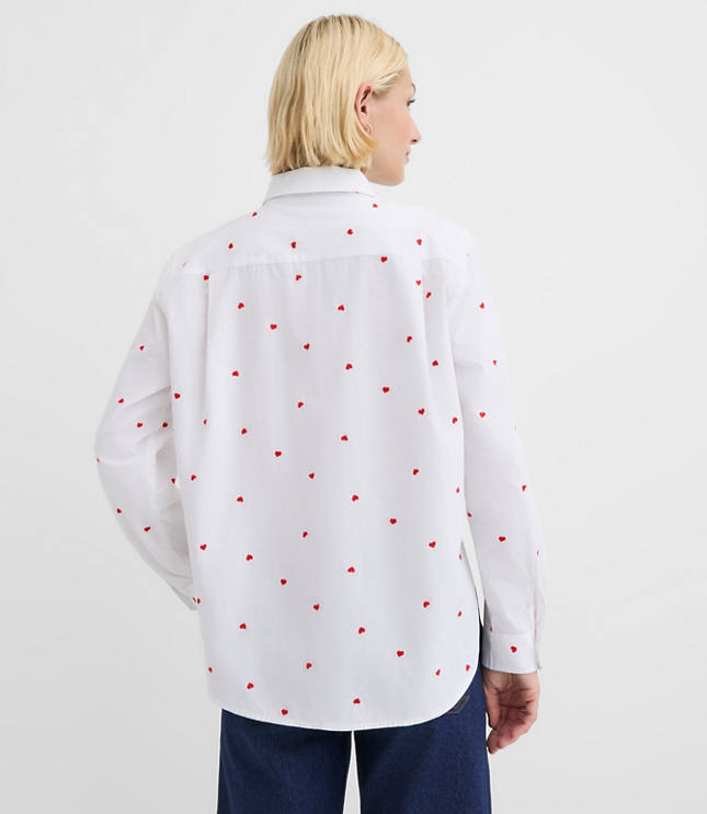 Heart Embroidered Everyday Relaxed Pocket Shirt