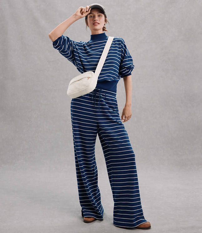 Lou & Grey Striped Cozy Cotton Wide Leg Pants