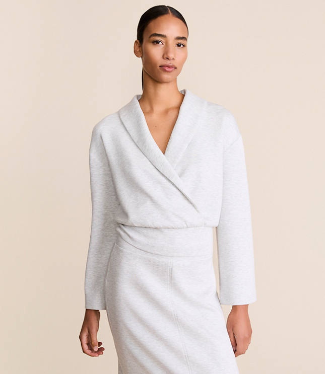 Petite Lou & Grey Heathered Scubasoft Wrap Top