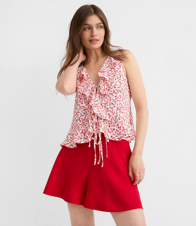 Floral Ruffle Bow Top
