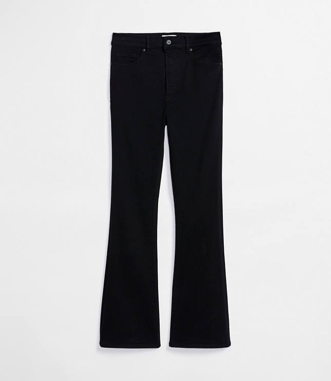 Rivete Petite Curvy High Rise Slim Flare Jeans in Noir Wash