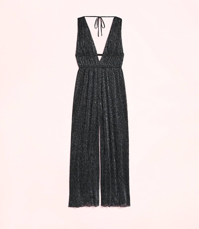 Lately Metallic Pleated Strappy Back Jumpsuit