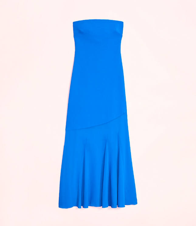 Lately Strapless Mixed Media Gown - Striking Blue