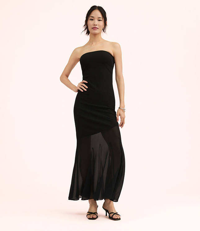 Lately Strapless Mixed Media Gown