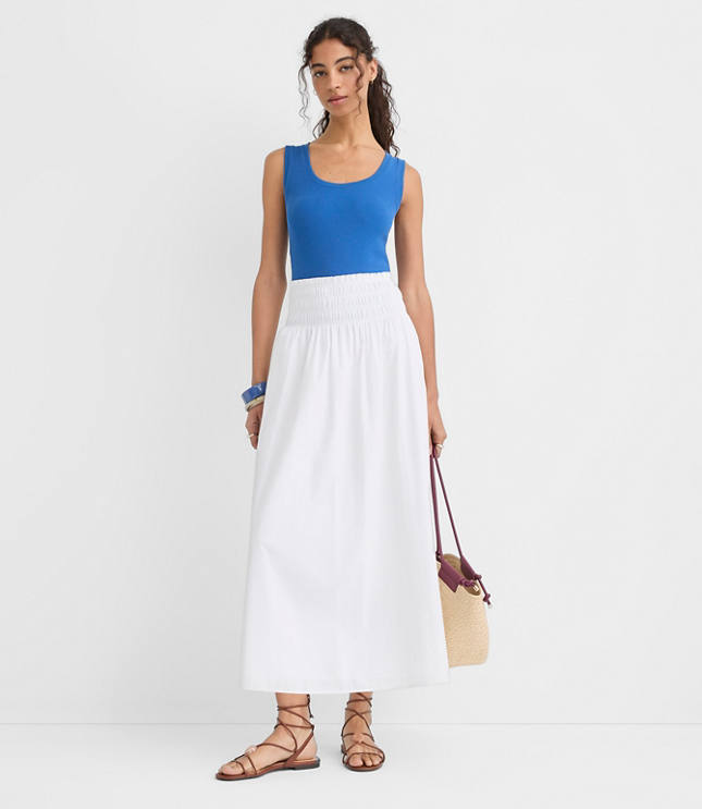 Poplin Smocked Maxi Skirt carousel Product Image 1
