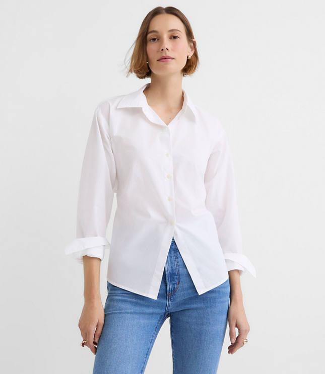 Striped Cutout Tie Back Poplin Shirt
