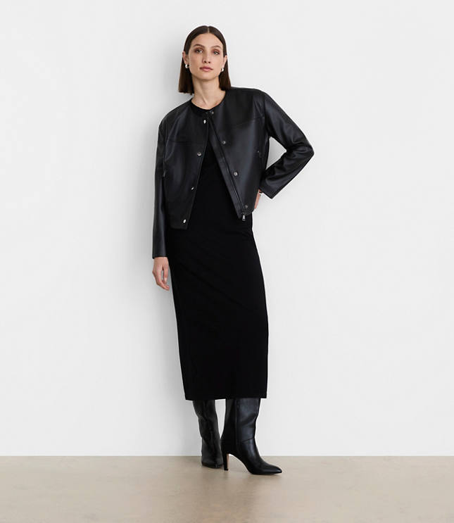 Petite LOFT Versa Faux Leather Zip Pocket Jacket