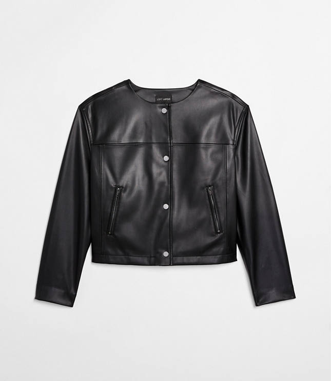 Petite LOFT Versa Faux Leather Zip Pocket Jacket carousel Product Image 4