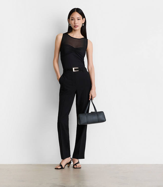 Petite LOFT Versa Mesh Ruched Top