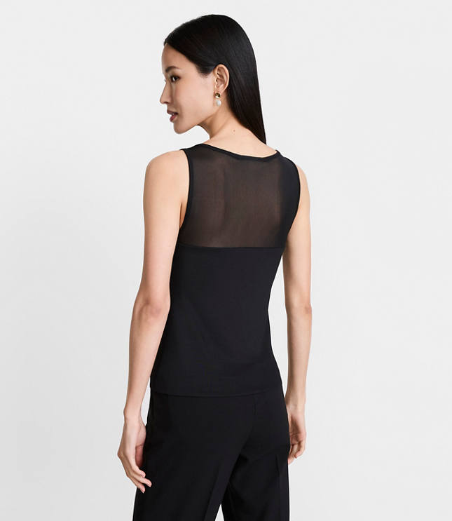 Petite LOFT Versa Mesh Ruched Top