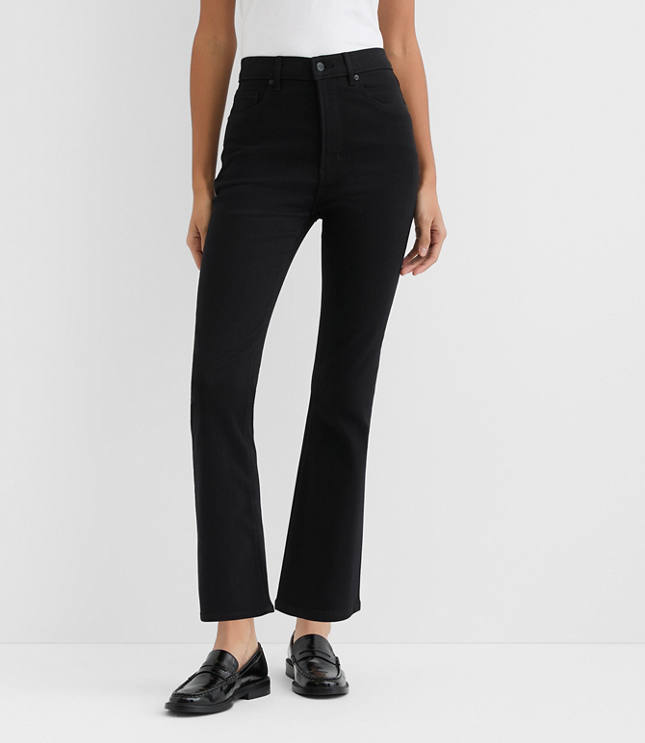 Rivete Petite High Rise Kick Crop Jeans in Noir Wash
