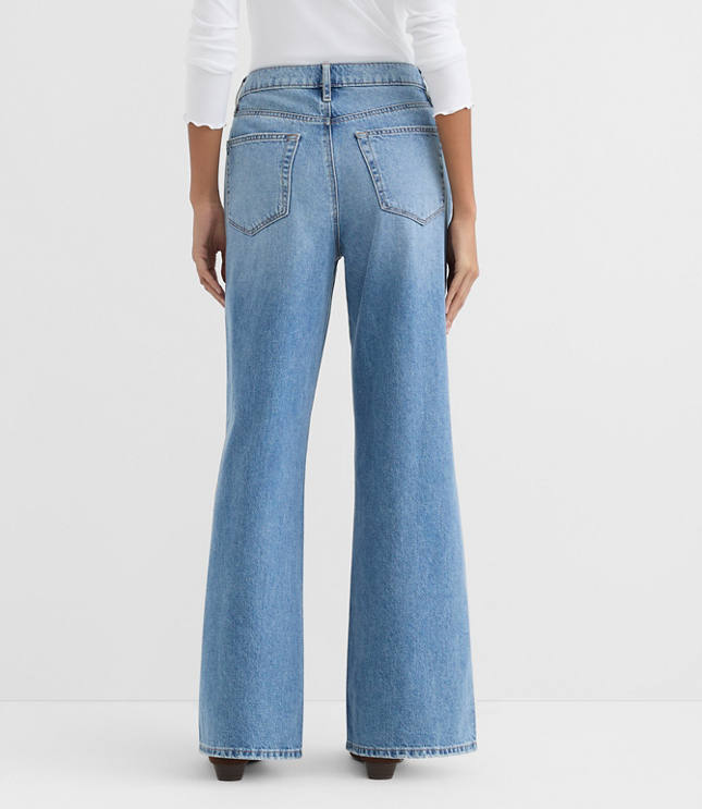 Rivete Petite Curvy High Rise Relaxed Wide Leg Jeans in Light Wash