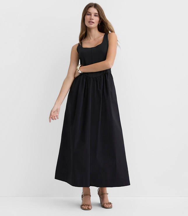 Bustier Mixed Media Midi Pocket Dress