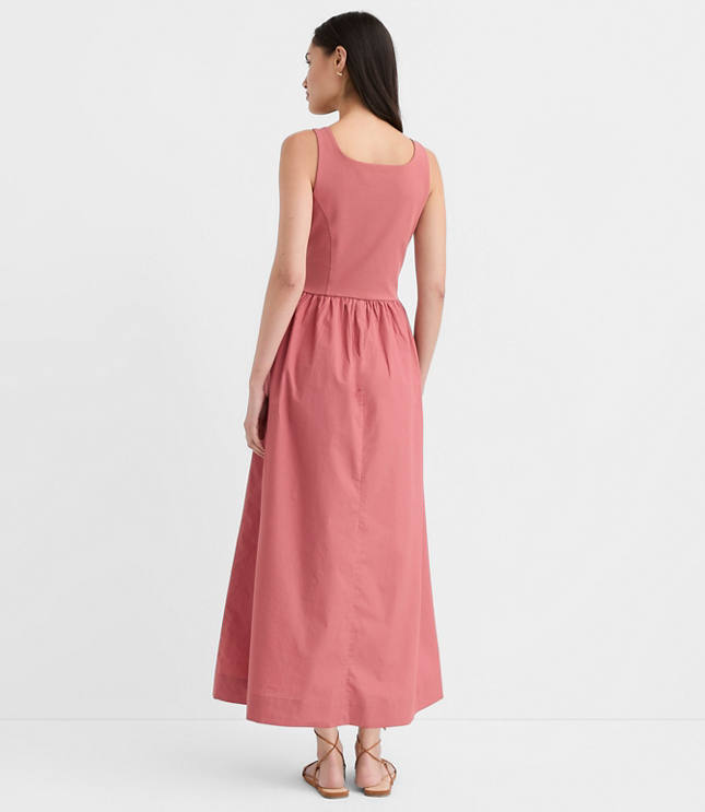 Bustier Mixed Media Midi Pocket Dress