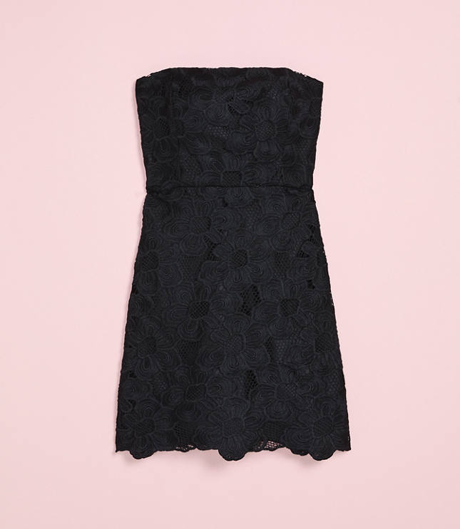 Lately Floral Lace Strapless Mini Dress