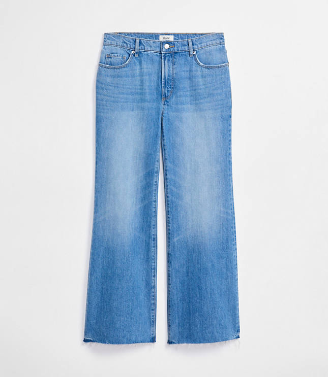 Rivete Petite Fresh Cut Mid Rise Loose Flare Jeans in Light Wash