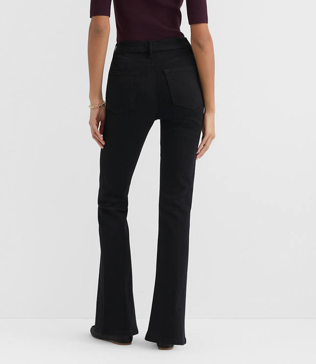 Rivete Curvy High Rise Slim Flare Jeans in Noir