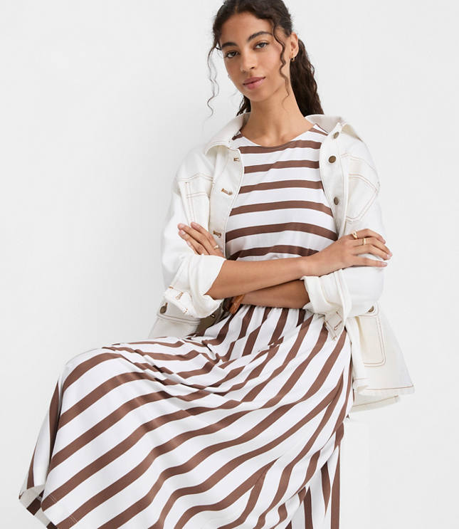 Striped Cutout Back Midi Dress carousel Product Image 1