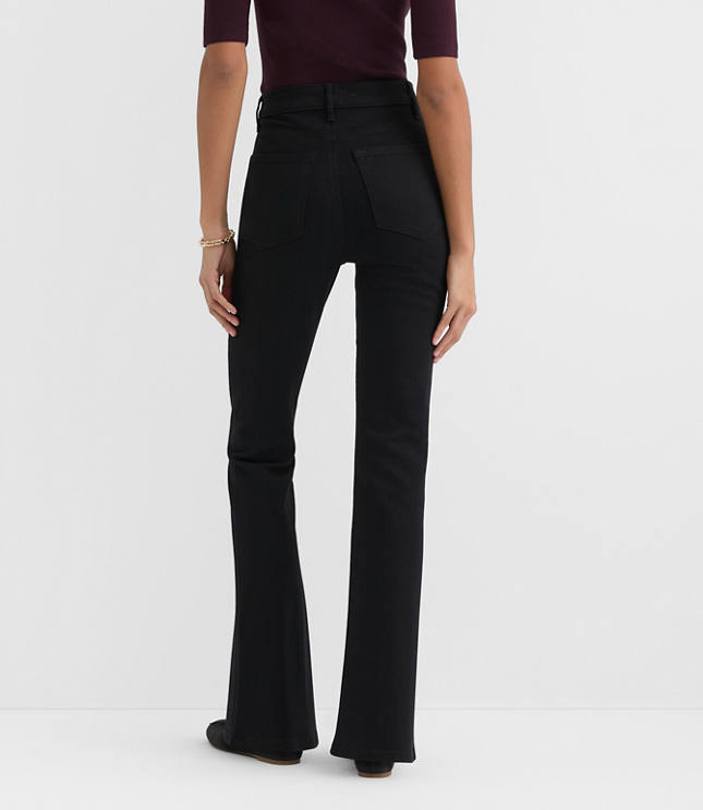Rivete Petite High Rise Slim Flare Jeans in Noir Wash