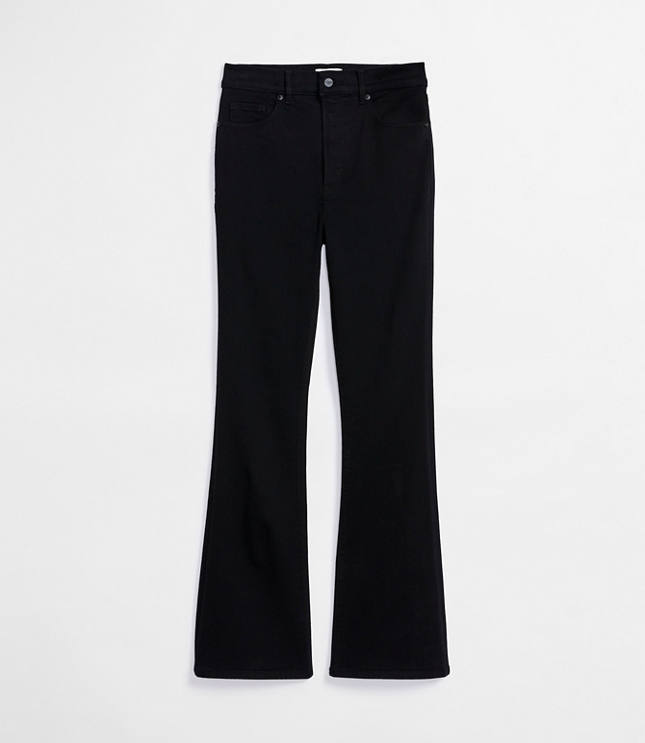 Rivete Petite High Rise Slim Flare Jeans in Noir Wash