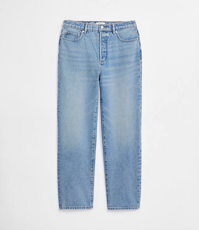 Rivete Petite Curvy High Rise Straight Jeans in Vintage Mid Wash