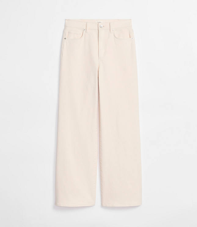 Rivete Petite High Rise Wide Leg Jeans in Ivory