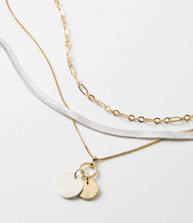 Mixed Metal Delicate Chain Necklace Set