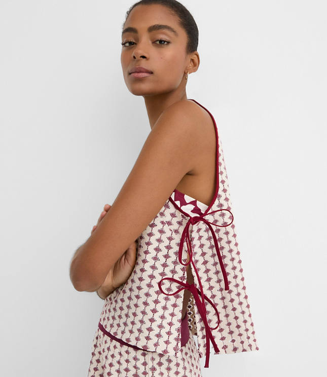 Petite LOFT Beach Geo Crochet Side Tie Tank Top