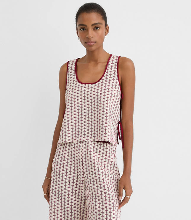 Petite LOFT Beach Geo Crochet Side Tie Tank Top