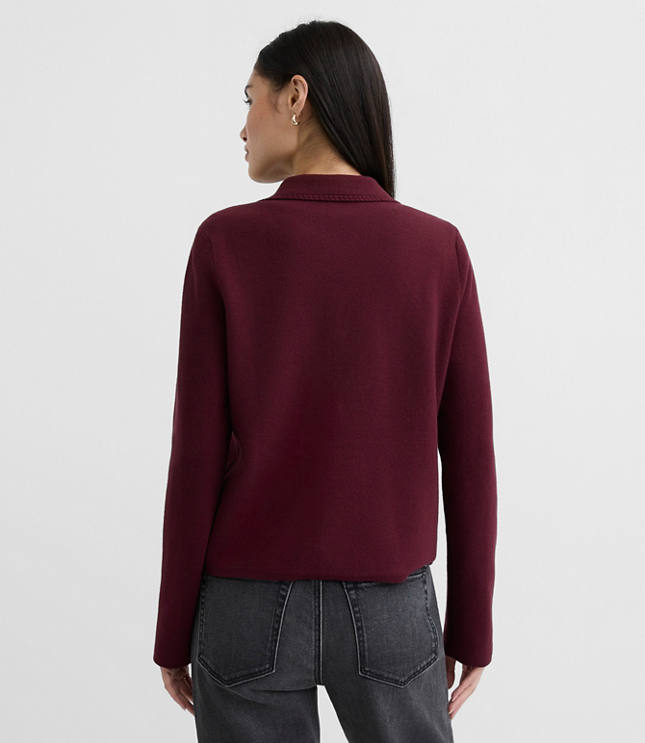 Petite Embroidered Trim Sweater Jacket