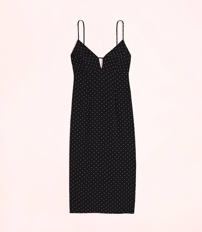 Lately Dotted Cutout Midi Slip Dress