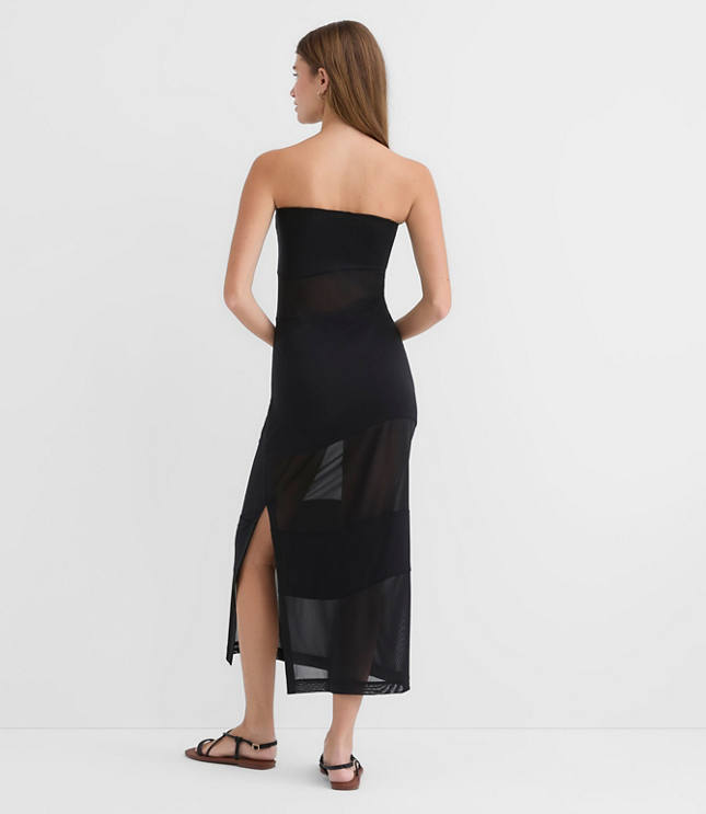 LOFT Beach Mesh Mixed Media Strapless Maxi Dress