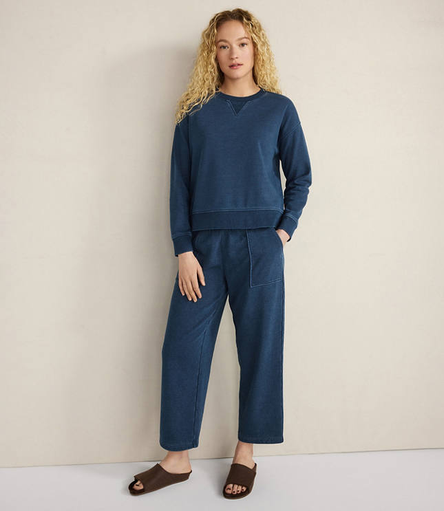 Haven Well Within Indigo Washed Cotton Fleece Crewneck Pullover - image 2