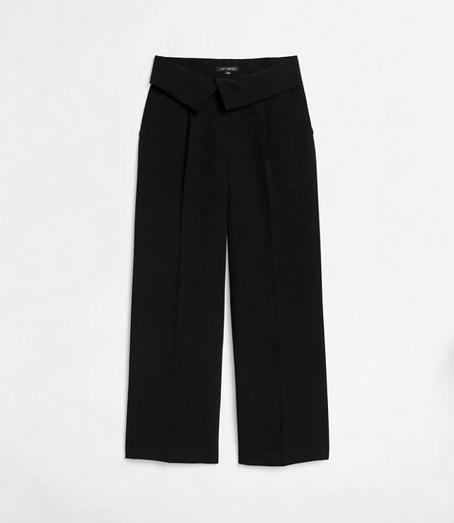Petite LOFT Versa Crepe Drape Foldover Waist Palazzo Pants