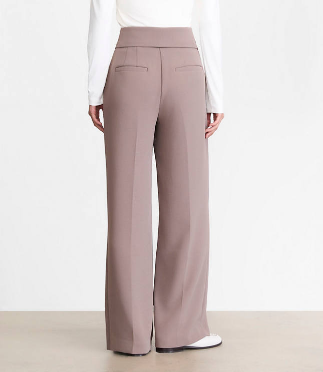 Petite LOFT Versa Crepe Drape Foldover Waist Palazzo Pants