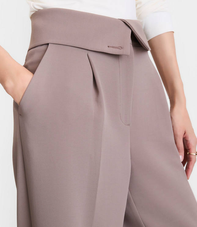 Petite LOFT Versa Crepe Drape Foldover Waist Palazzo Pants