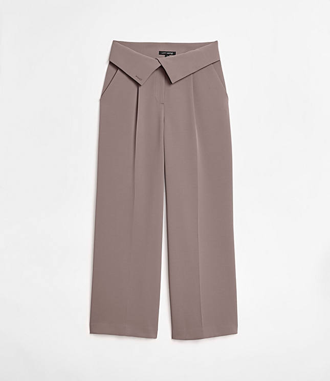 Petite LOFT Versa Crepe Drape Foldover Waist Palazzo Pants