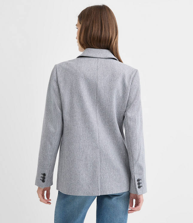 Brushed Herringbone Knit Blazer Coat