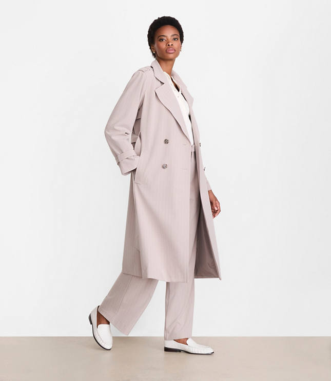 Petite LOFT Versa Seasonless Stretch Trench Coat in Stripe