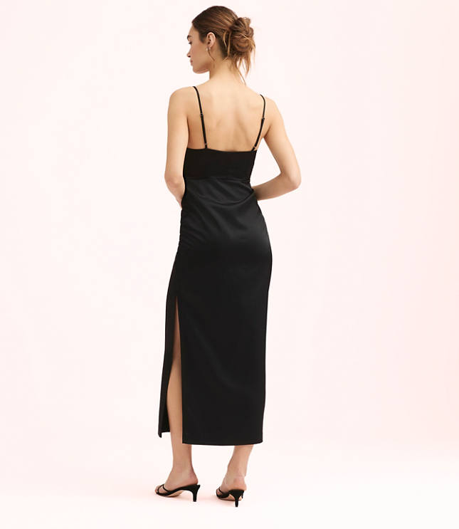 Lately Satin Knotted Cutout Midi Dress