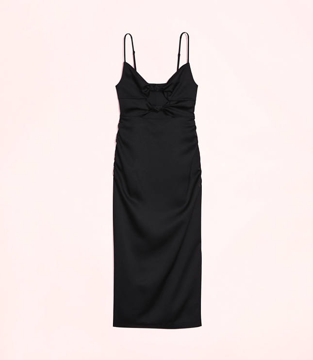 Lately Satin Knotted Cutout Midi Dress