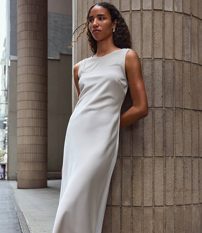 Petite LOFT Versa Satin Maxi Slip Dress