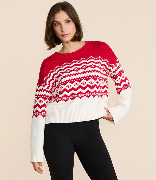 Petite Lou & Grey Colorblock Fair Isle Sweater