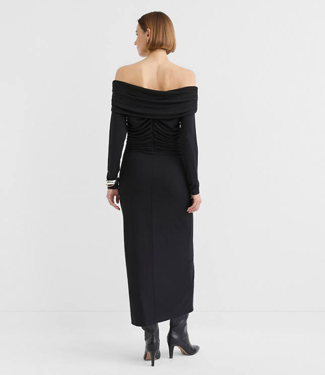 Ruched Off The Shoulder Midi Dress