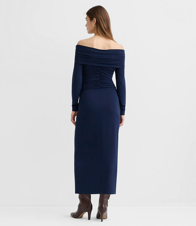 Ruched Off The Shoulder Midi Dress