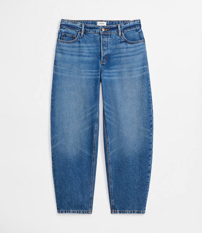 Rivete Mid Rise Barrel Jeans in Echo Wash