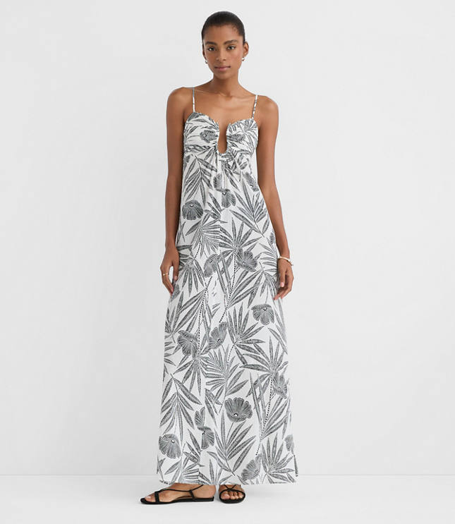LOFT Beach Palm Hook Keyhole Maxi Dress