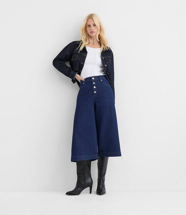 Rivete Petite High Rise Gaucho Jeans in Nova Wash